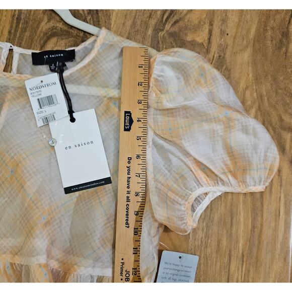 EN SAISON NWT SzL SheerLight GeometricPattern designs knee length dress Designer - Picture 8 of 15